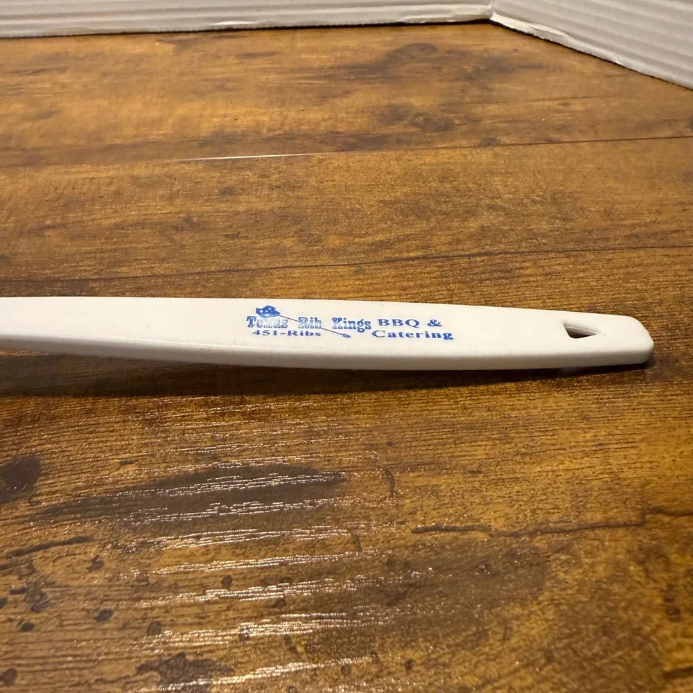 Texas Rib Kings BBQ Catering White Plastic Mixing Spoon 11.5